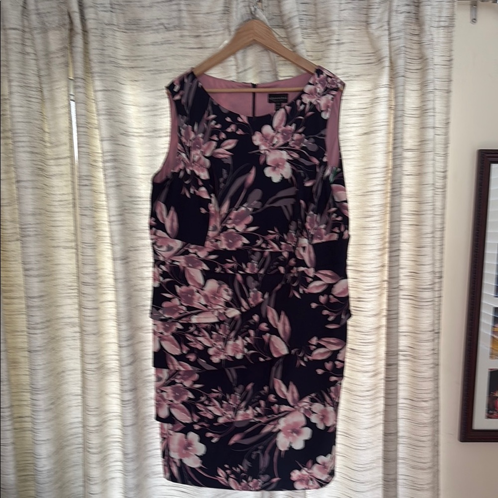 Floral Sleeveless Dress - Pink and Black